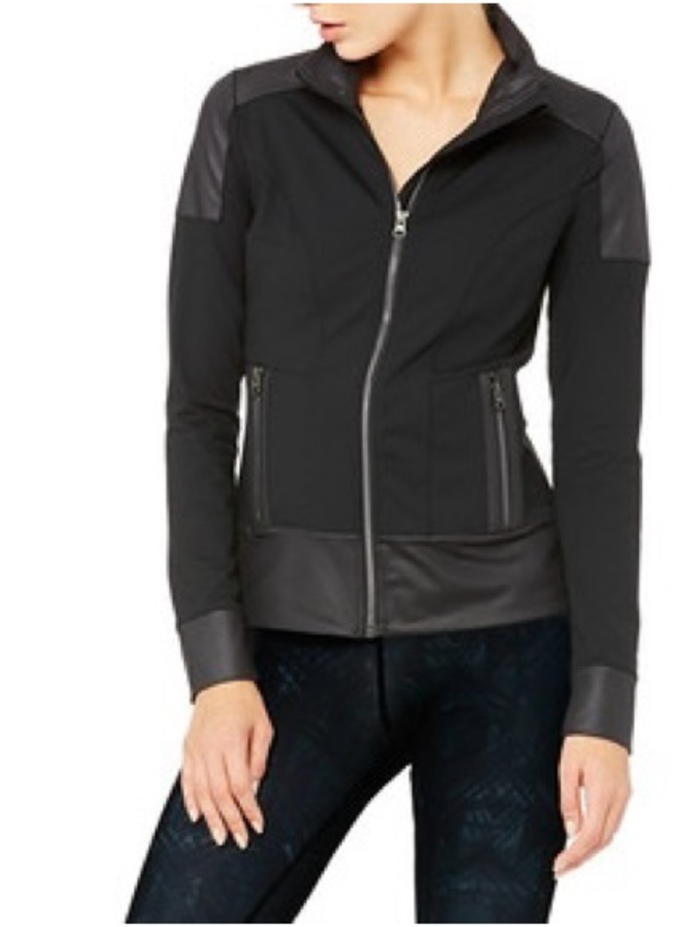 ALO Yoga Women's Black Moto-Style Zip Utility Jacket